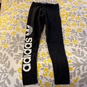 adidas Black Leggings with White Trefoil Logo